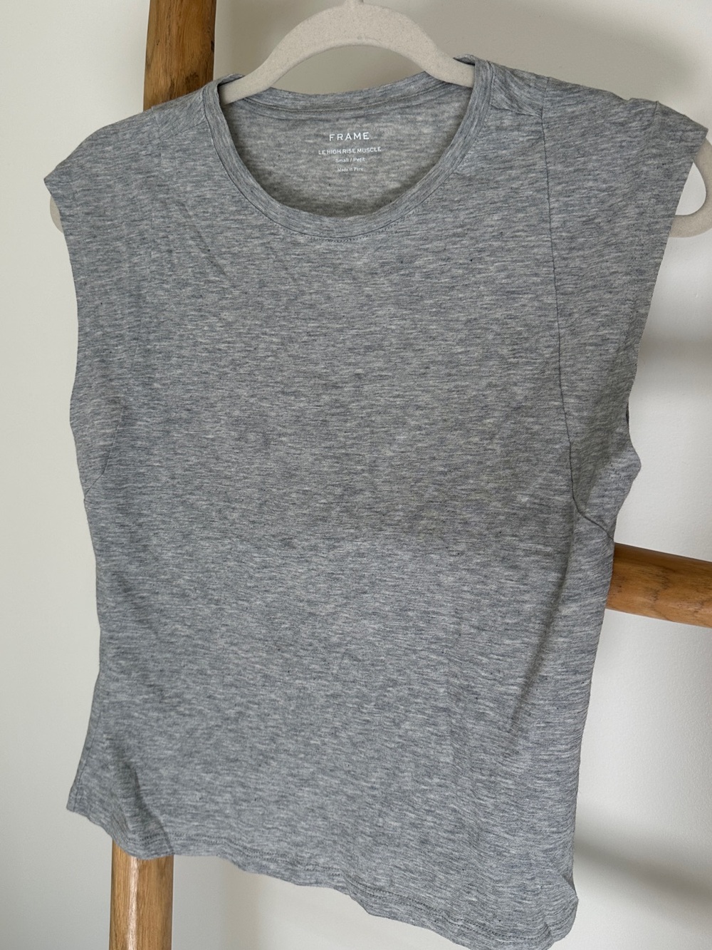 Frame Denim Heather Gray Cap-Sleeve Muscle Tee sz small NWOT